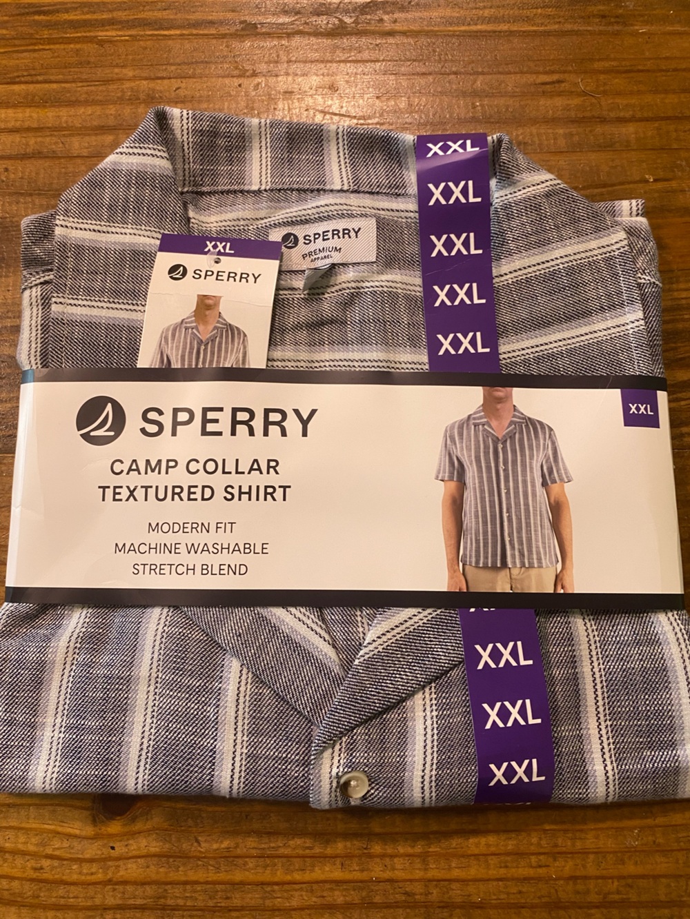 Sperry Men's Camp Collar Striped Shirt Gray Size XXL